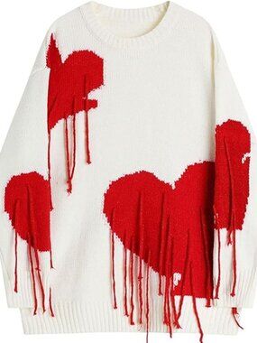 Heart Tassel Valentine Sweater
